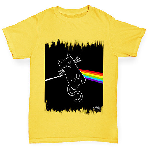 Girls Funny T Shirt The Dark Side of the Cat Girl's T-Shirt Age 5-6 Yellow