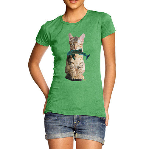 Women's Cat Eats Shark T-Shirt