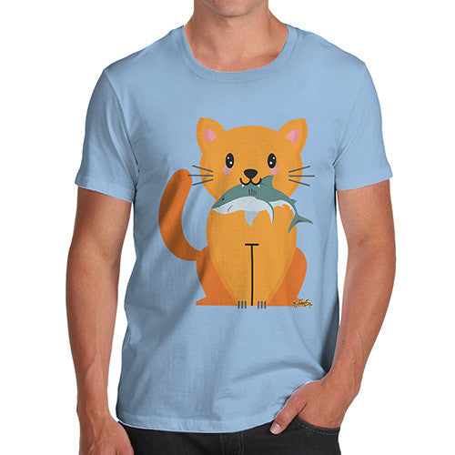 Men's Cartoon Cat Shark T-Shirt