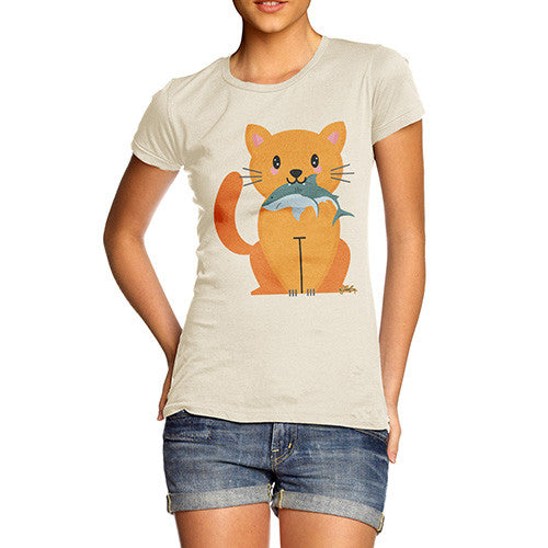 Women's Cartoon Cat Shark T-Shirt