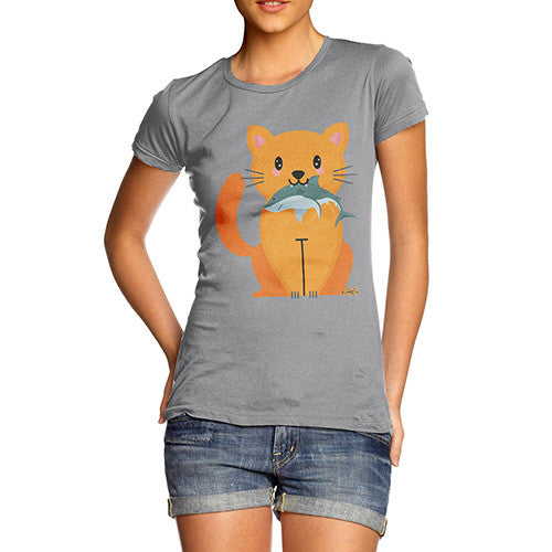 Women's Cartoon Cat Shark T-Shirt