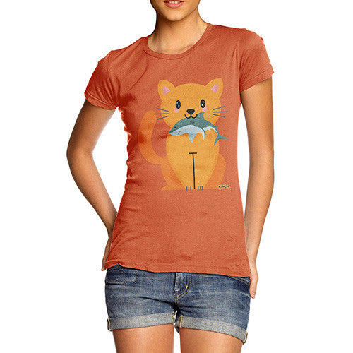 Women's Cartoon Cat Shark T-Shirt