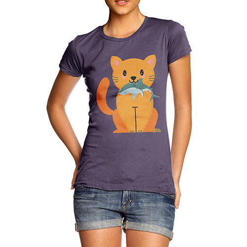 Women's Cartoon Cat Shark T-Shirt