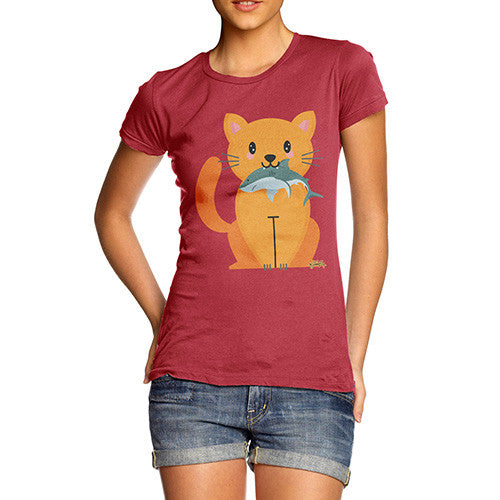 Women's Cartoon Cat Shark T-Shirt