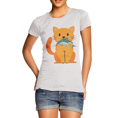 Women's Cartoon Cat Shark T-Shirt