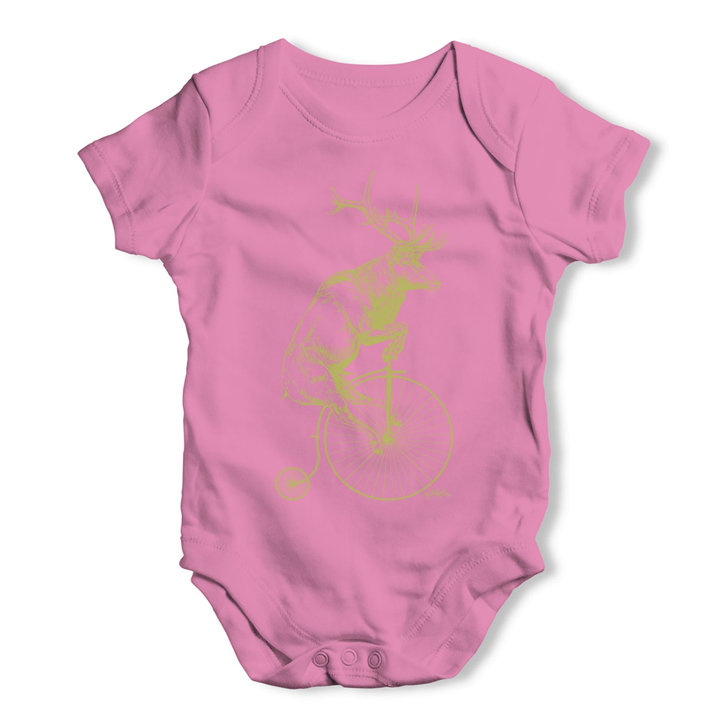 Reindeer On Penny Farthing Baby Grow Bodysuit