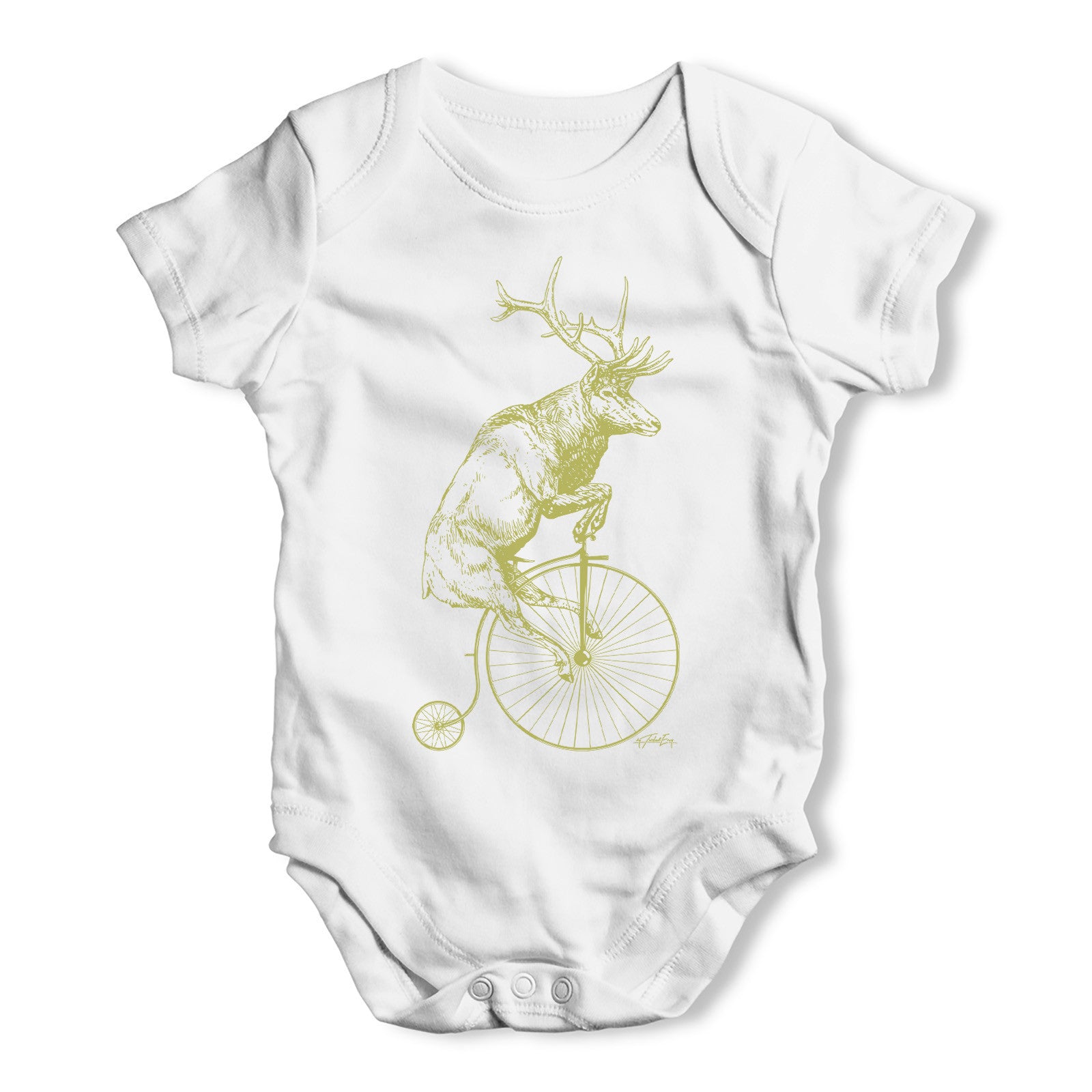 Reindeer On Penny Farthing Baby Grow Bodysuit