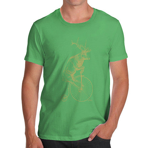 Men's Reindeer On Penny Farthing T-Shirt