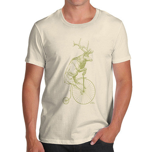 Men's Reindeer On Penny Farthing T-Shirt