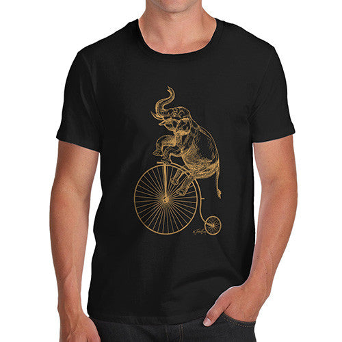 Men's Elephant On Penny Farthing T-Shirt