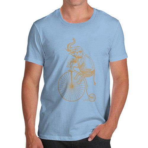 Men's Elephant On Penny Farthing T-Shirt