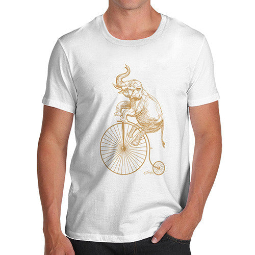 Men's Elephant On Penny Farthing T-Shirt