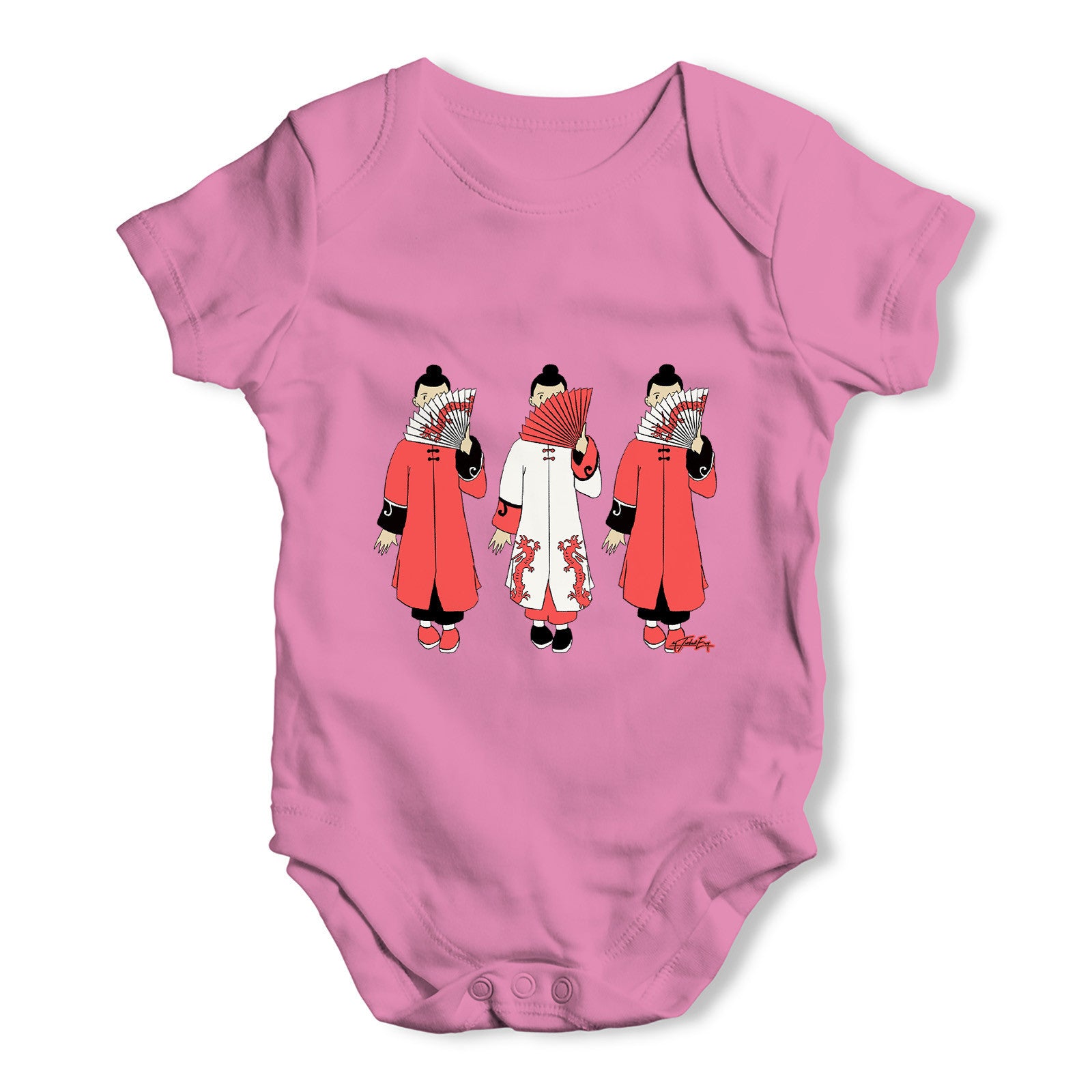 Three Fans Baby Grow Bodysuit