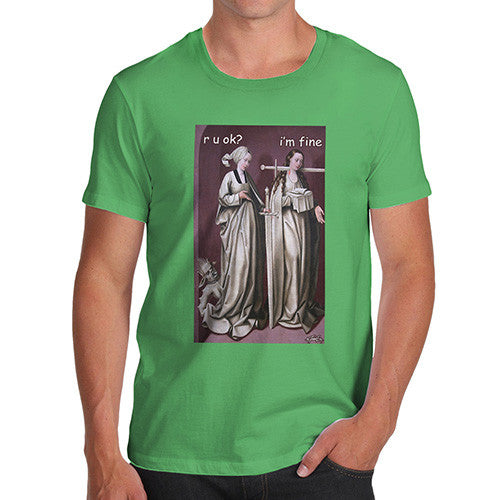 Men's Happy Saint With Sword Through Her Neck T-Shirt