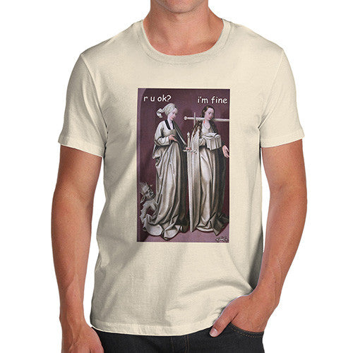 Men's Happy Saint With Sword Through Her Neck T-Shirt