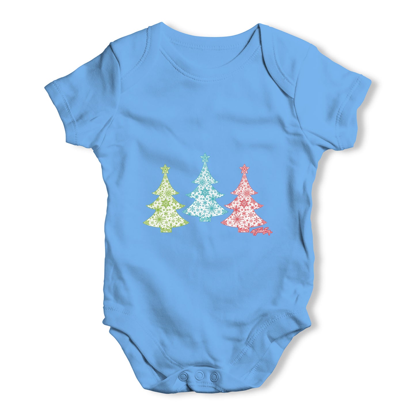 Festive Snowflake Christmas Trees Baby Grow Bodysuit