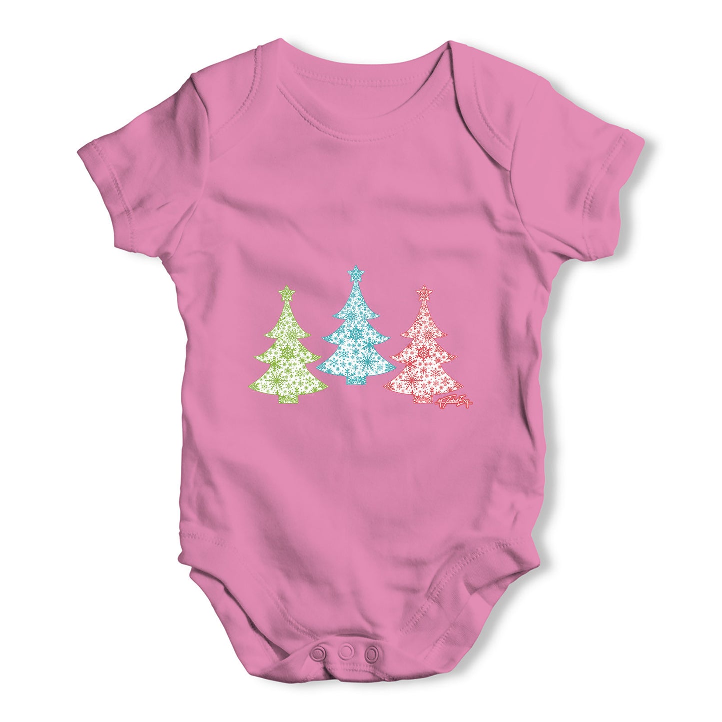 Festive Snowflake Christmas Trees Baby Grow Bodysuit