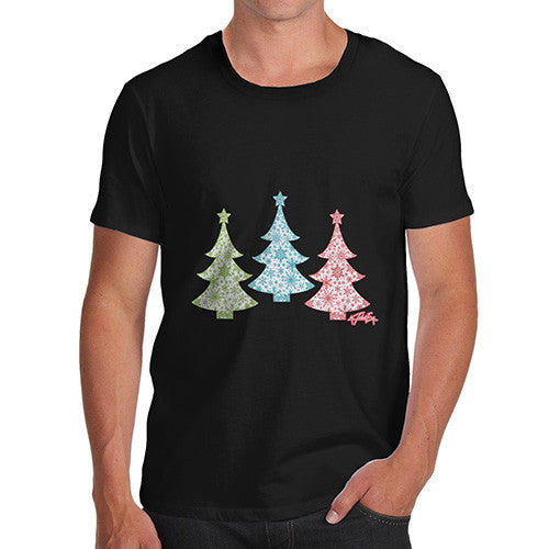 Men's Festive Snowflake Christmas Trees T-Shirt