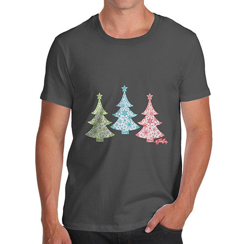 Men's Festive Snowflake Christmas Trees T-Shirt