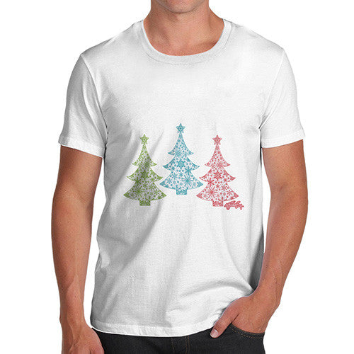 Men's Festive Snowflake Christmas Trees T-Shirt