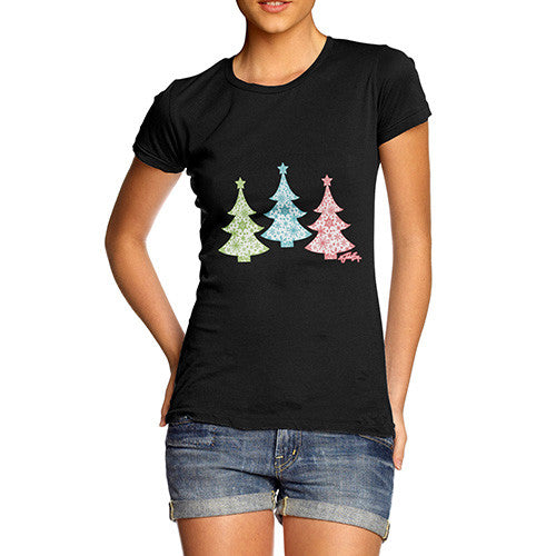 Women's Festive Snowflake Christmas Trees T-Shirt