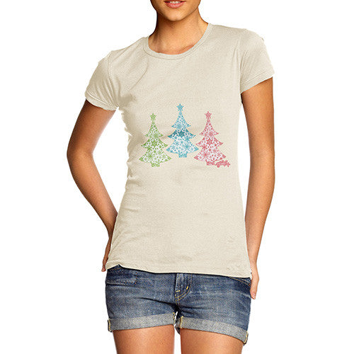 Women's Festive Snowflake Christmas Trees T-Shirt