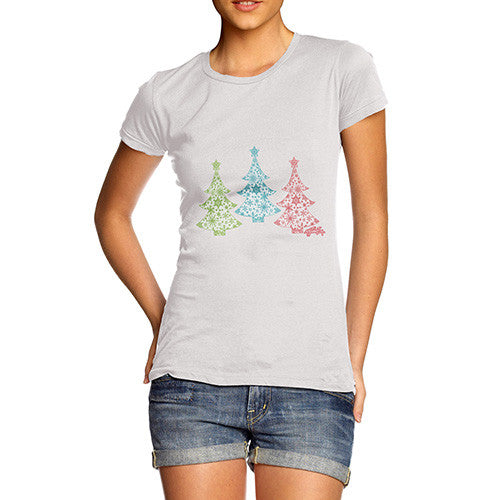 Women's Festive Snowflake Christmas Trees T-Shirt