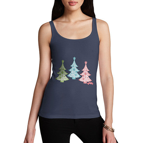 Women's Festive Snowflake Christmas Trees Tank Top