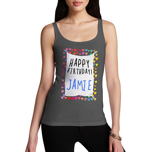 Women's Personalised Happy Birthday! Birds & Hearts Tank Top