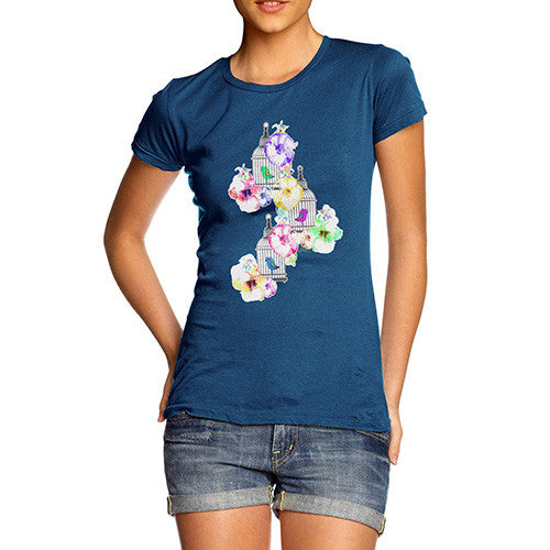 Women's Watercolour Bird Cage T-Shirt