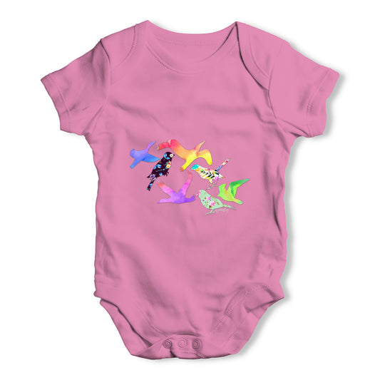 Rainbow Birds Baby Grow Bodysuit