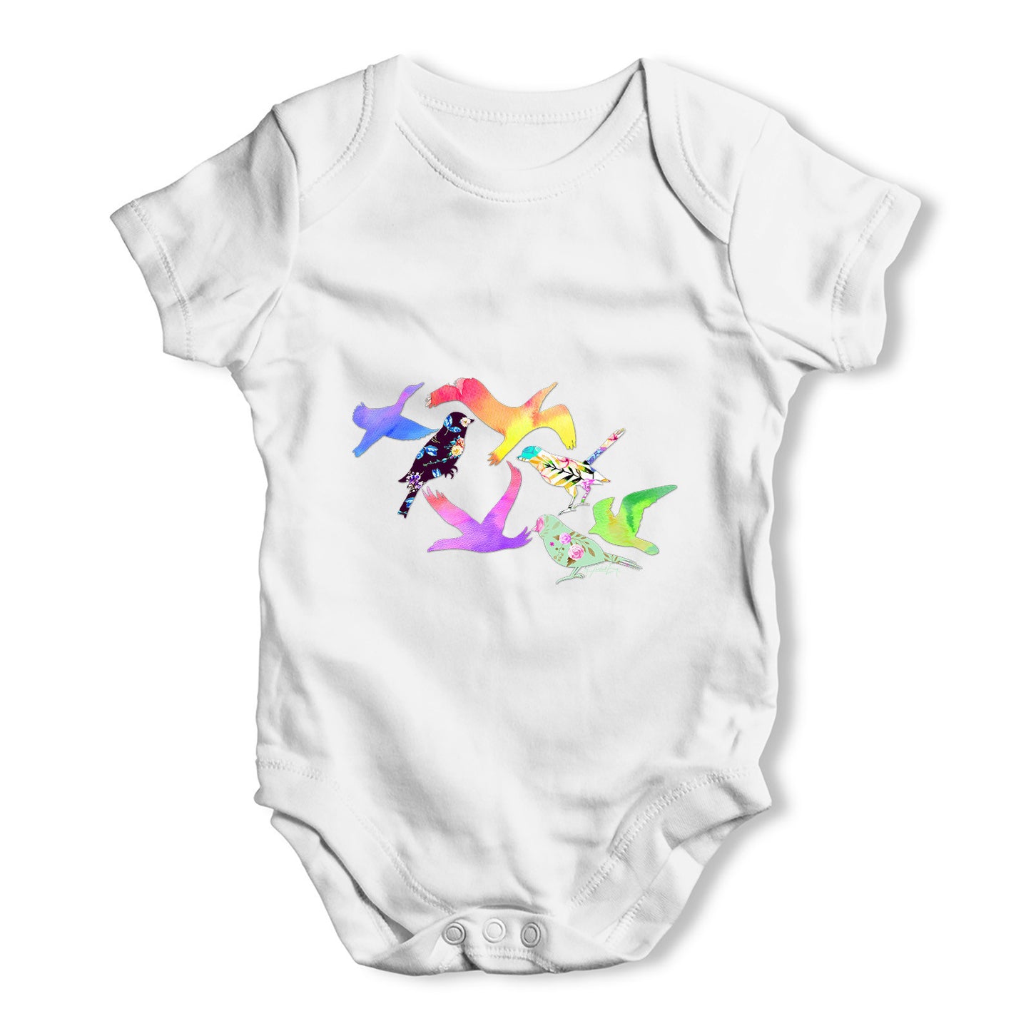 Rainbow Birds Baby Grow Bodysuit