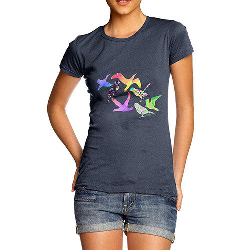 Women's Rainbow Birds T-Shirt