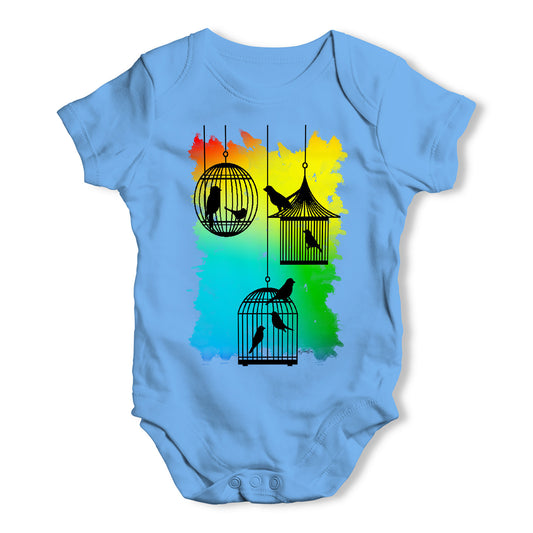 Rainbow Bird Cages Baby Grow Bodysuit