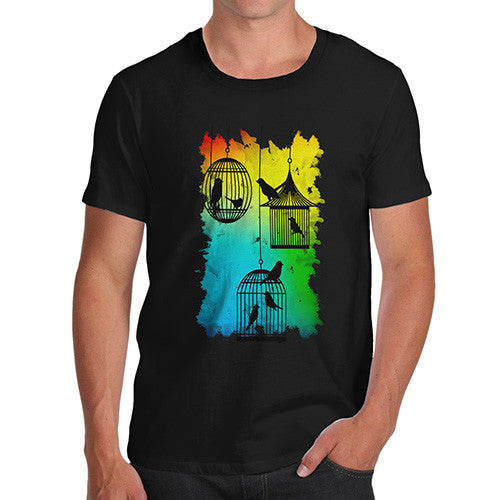 Men's Rainbow Bird Cages T-Shirt