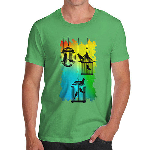 Men's Rainbow Bird Cages T-Shirt