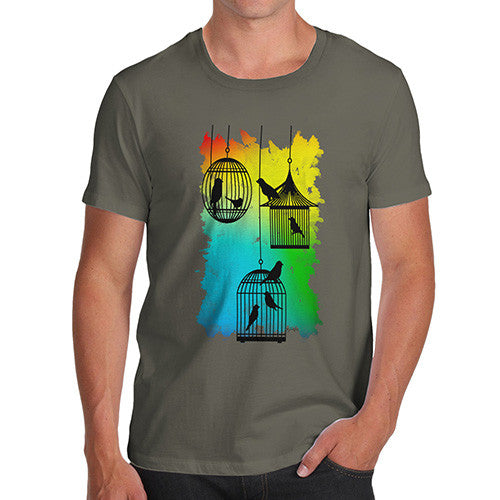 Men's Rainbow Bird Cages T-Shirt