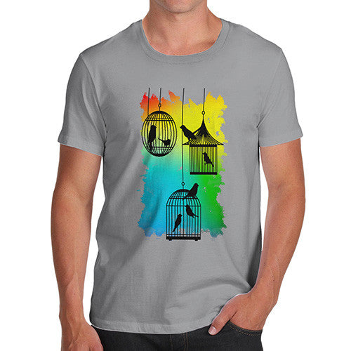 Men's Rainbow Bird Cages T-Shirt