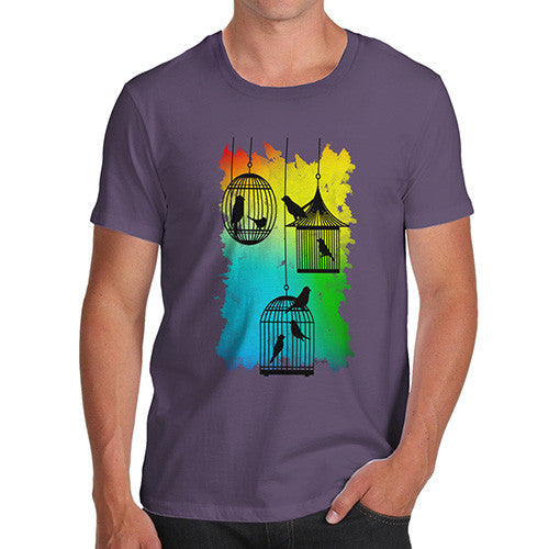 Men's Rainbow Bird Cages T-Shirt