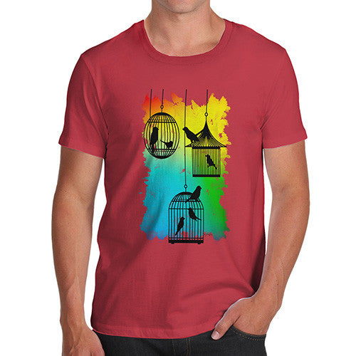 Men's Rainbow Bird Cages T-Shirt