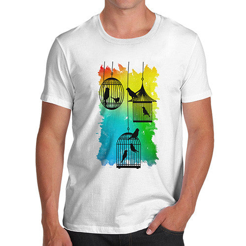 Men's Rainbow Bird Cages T-Shirt