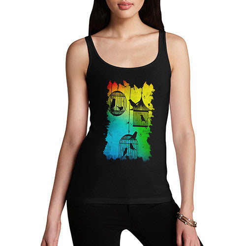 Women's Rainbow Bird Cages Tank Top