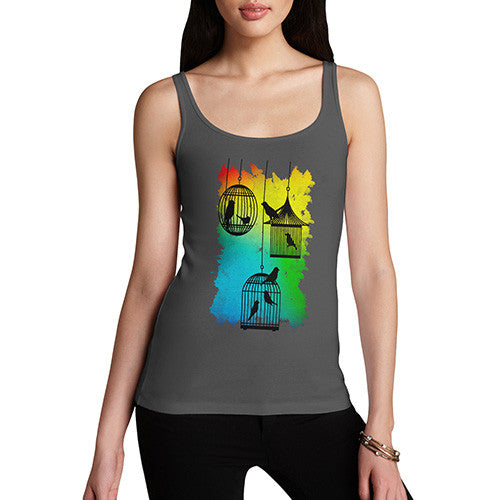 Women's Rainbow Bird Cages Tank Top