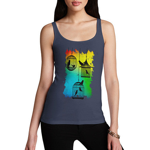 Women's Rainbow Bird Cages Tank Top