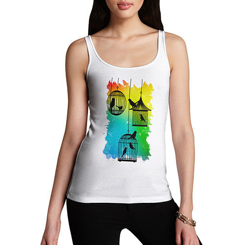 Women's Rainbow Bird Cages Tank Top