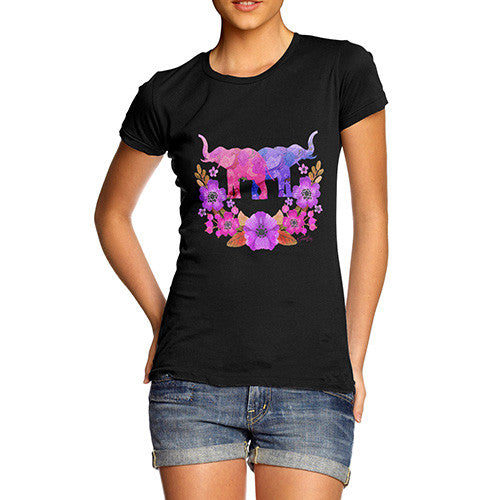 Women's Elephant Flower Power T-Shirt