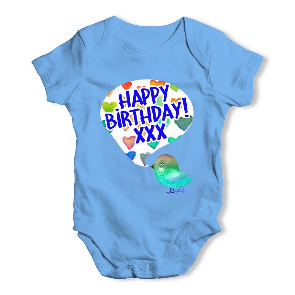 Happy Birdy Birthday Baby Grow Bodysuit