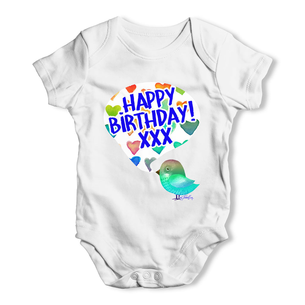 Happy Birdy Birthday Baby Grow Bodysuit