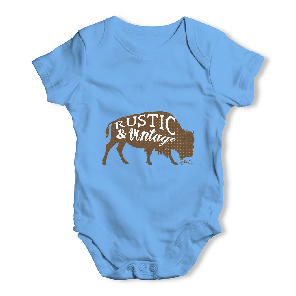 Rustic and Vintage Bull Baby Grow Bodysuit