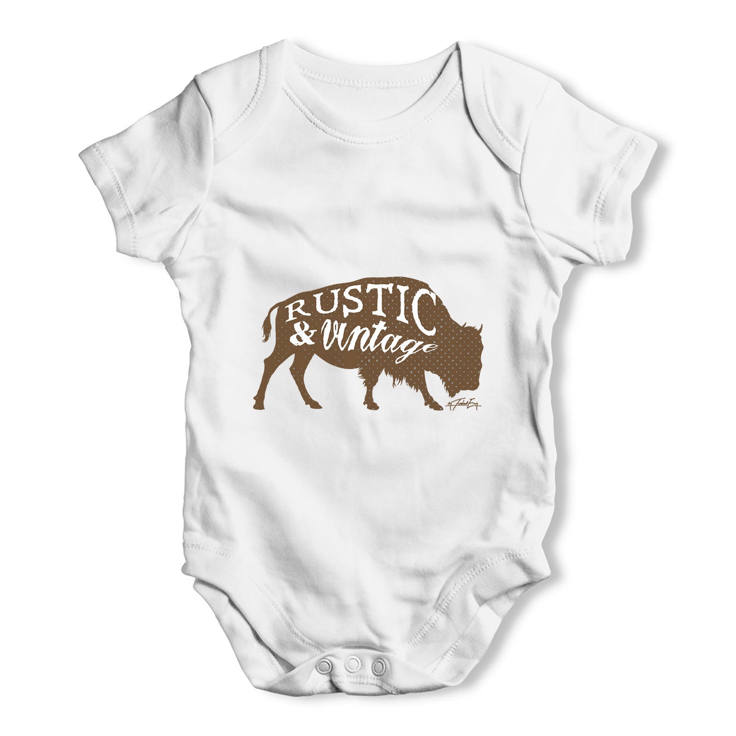 Rustic and Vintage Bull Baby Grow Bodysuit